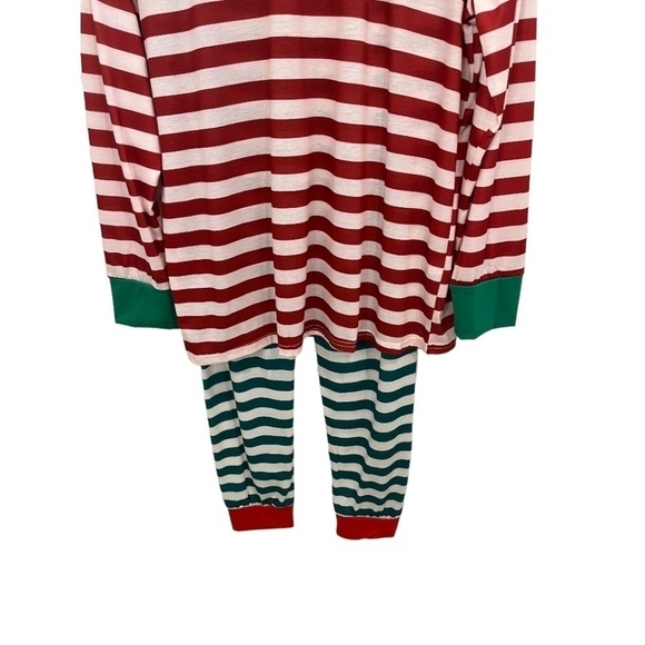 Christmas Pajamas UNISEX Red and Green Stripe 100% Cotton NWOT - Picture 4 of 7
